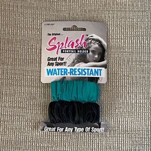 Splash Teal and Black Water-Resistant Ponytail Holder
